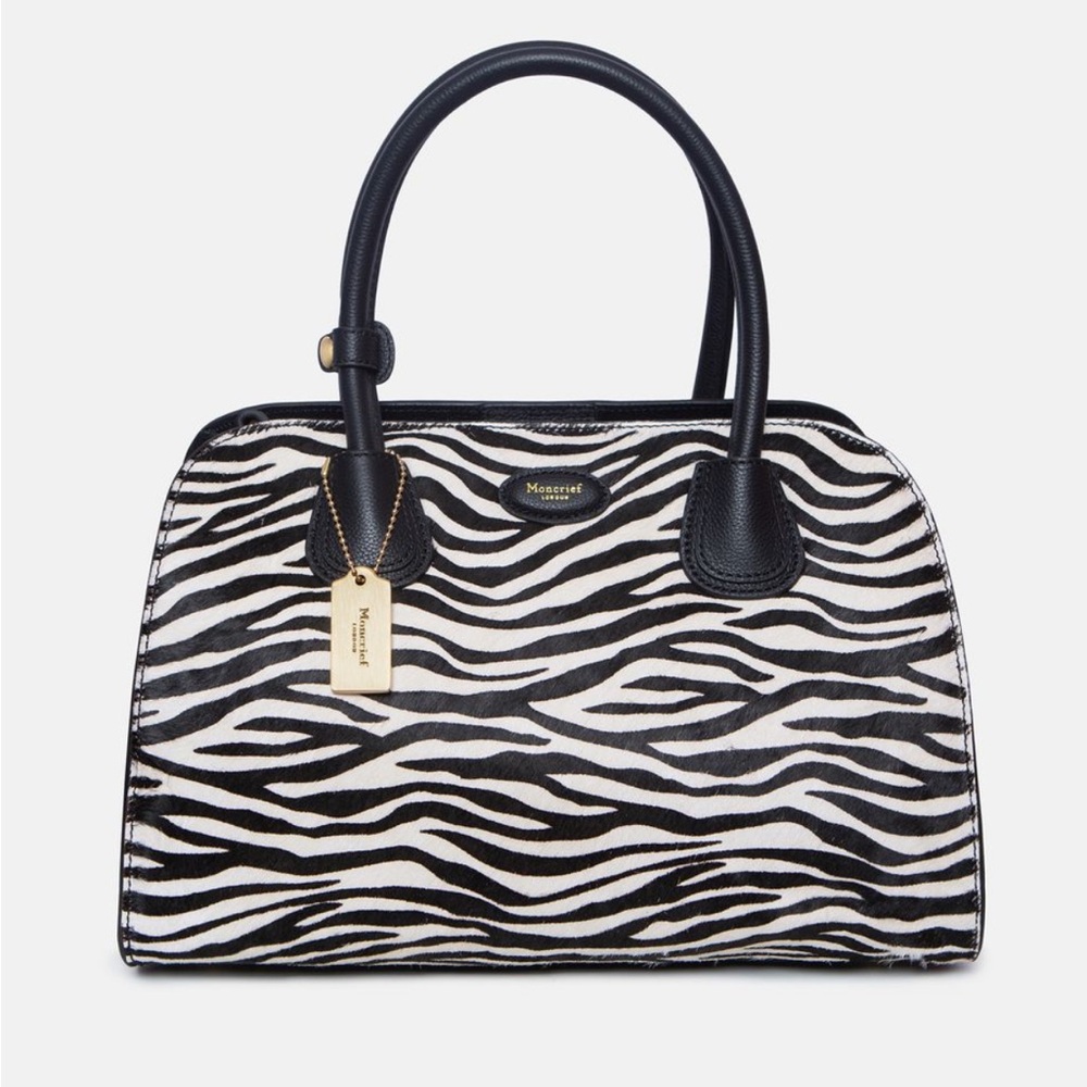 NWT Authentic Zebra Print Bernie Bag by Moncrief w/ Crossbody Strap